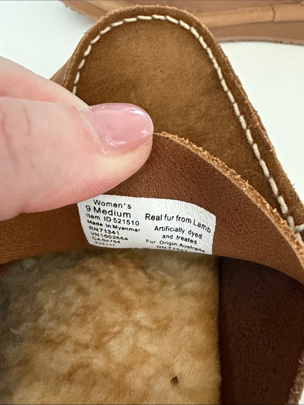L.L. Bean Brown Suede Shearling Slip-Ons - Picture 3 of 8